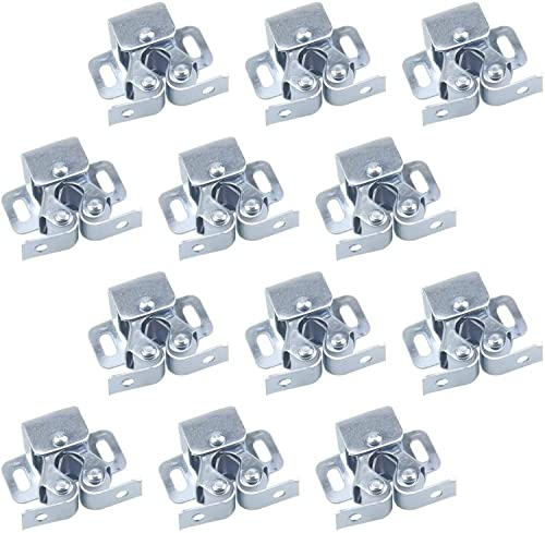 XMHF Double Roller Catch Cupboard Cabinet Door Latch Home Kitchen Tools Silver Tone Pack of 10