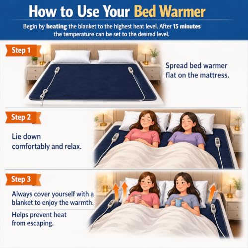Image of Bell electric blankets -Zed Certified Double Bed Heating Blanket- Double Bed electric Heating Warmer with 4 Heat Settings -Shock Proof with Low Power Consumption just 150 Watt. Size (5 Feet x 5 Feet).