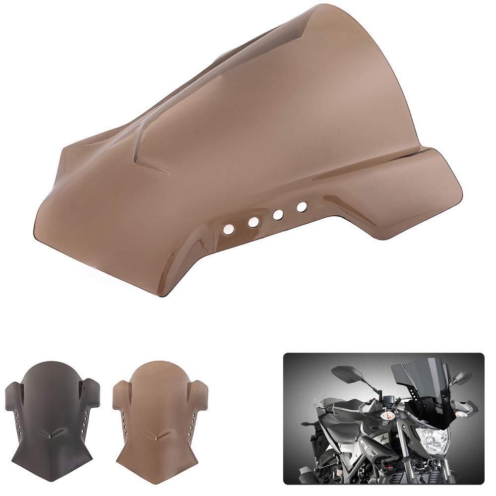 Déflecteur de vent moto universel en plastique ABS Ajustable pare-brise velo rue pare-brise de vélo de saleté pour Yamaha pour Kawasaki pour Ducati (Fumée)