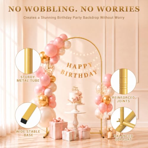 Image of GRENTY Wedding Arch Backdrop Stand Set of 3, 7.2FT, 6.6FT & 6FT Gold Metal Balloon Arch Frame for Flowers, Wedding Ceremony, Birthday, Baby Shower and Party Decor