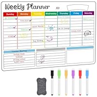 OFFCUP Magnetic Calendar for Fridge, Family Weekly Planner, Monthly Planner, Daily Meal Planner Board, to Do List,Dry Erase Fridge Calendar Board Kit Monday to Sunday with 6 Markers and Eraser