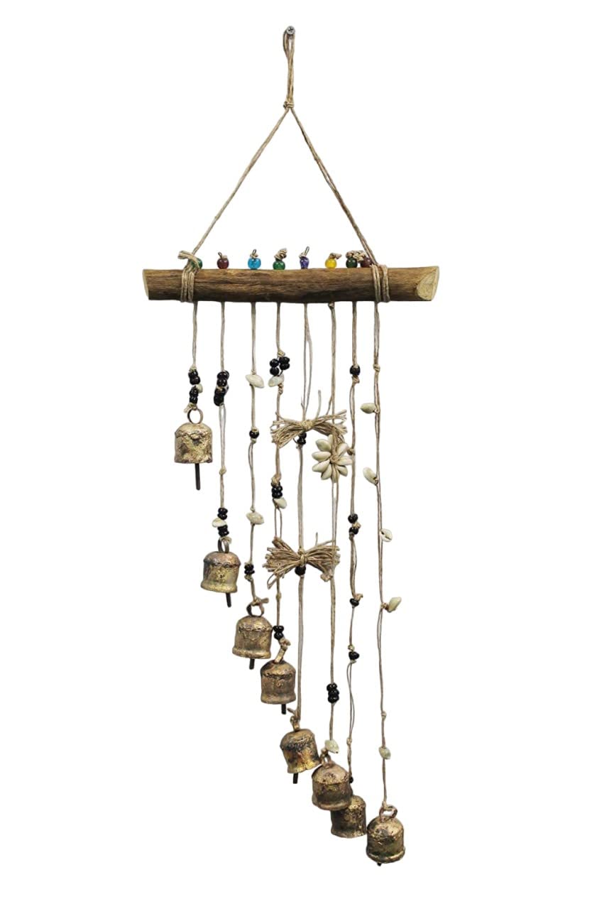 Carillon à vent en métal recyclé cloches perles décoration extérieure jardin suspendu
