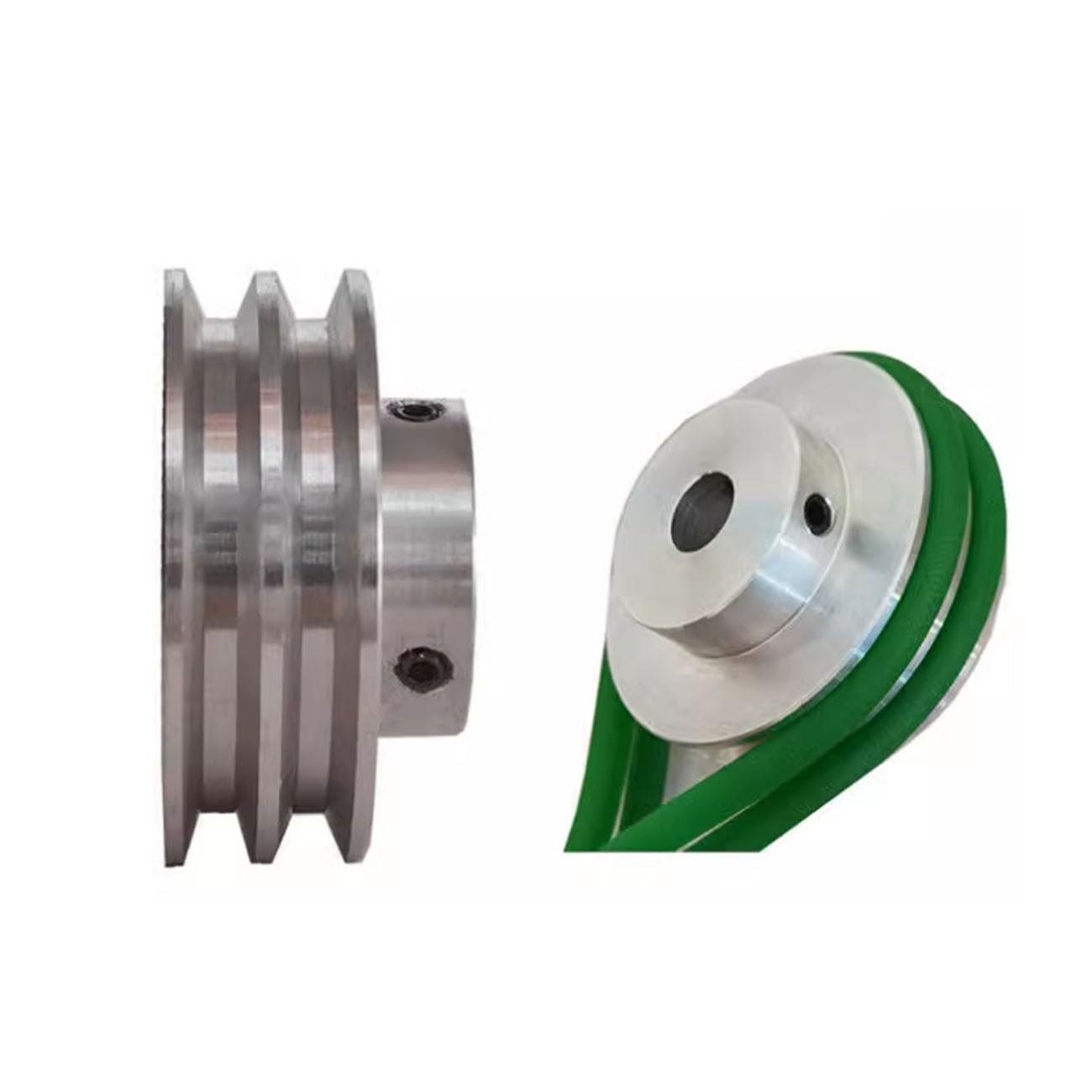 CHANCS Double Groove Aluminum Alloy V-Groove Belt Pulley 80mm OD 8mm Fixed Bore Pulley for Motor Shaft Drilling Machine 6mm(1/4") PU Round Belt