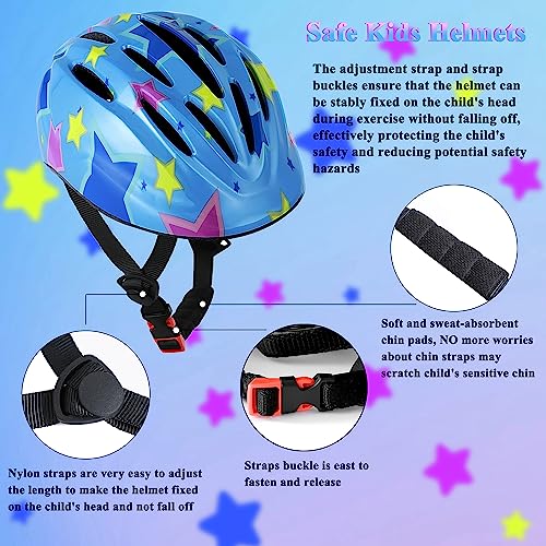 Image of Lamsion Kids Helmet Adjustable Protective Gear Set for Ages 3-8 Girls Boys | Lightweight pink helmet & knee /elbow /wrist pads for toddlers, great for bike /scooter /skate. Ventilated & impact-resistant