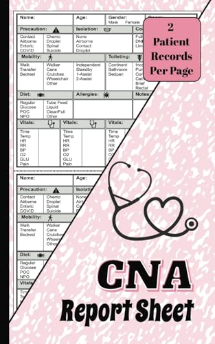 CNA Report Sheet Notebook: Compact Pink Marble Pattern: Nurse Brain Journal for Multiple Patients to Organize Shift Notes and Vital Assessments for ICU, Floor, and Med-Surg Handoff