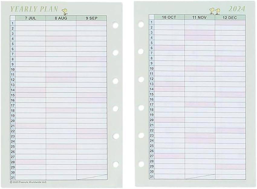 Sanrio Snoopy 2024 704385 Personal Organizer Refill Set