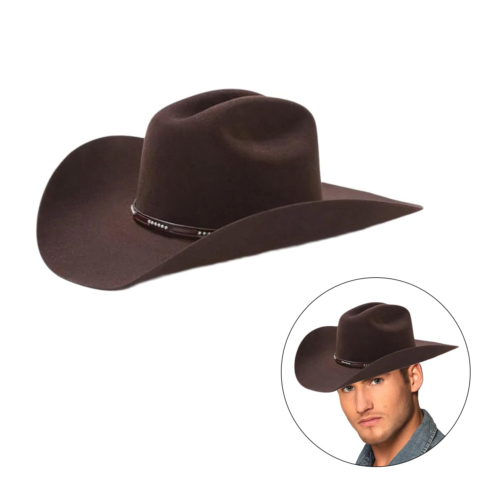 Sombrero Vaquero de Ala Corta, Estilo Occidental Informal para Hombre y Mujer, Unisex