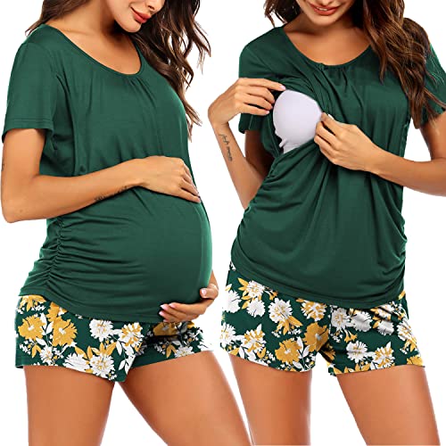 Image of Ekouaer Womens Nursing Pajamas Maternity Breastfeeding Pjs Sleepwear Layer Soft Postpartum Lounge Set Pregnancy Clothes
