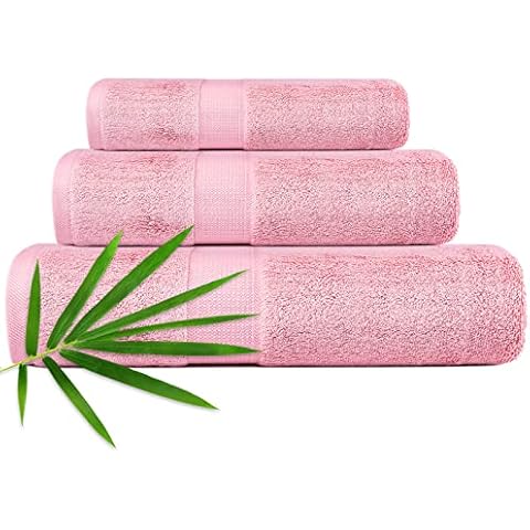 CANFOISON 3PC Bathroom Towels Set for Face and Body, Sensitive Skin Pink Luxury Towels Set for Adult Students Kids Baby, Super Soft Highly Absorbent Towels Set for Bathroom 3 PC Cover