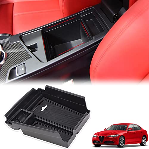 CUCHIYUN for Giulia Center Console Organizer Storage Tray Compatible with Alfa Romeo Giulia 2019 2018 2017 Accessories Interior Armrest Box Insert Tray