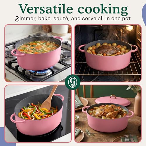 Great Jones Dutchess Cast Iron Dutch Oven Pot With Lid (Taffy) - Large 6.75 Quart Size, Dual Handles - All Stovetop Safe - 500° Dutch Oven For Bread Baking | Dishwasher Friendly by Great Jones - Image 6