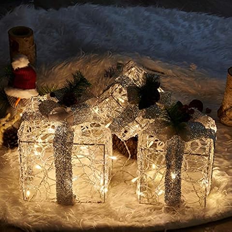 Vanthylit 3PK Boxes White Crystal Boxes Lights Christmas Decorations for Home and Outdoor Decor Cover