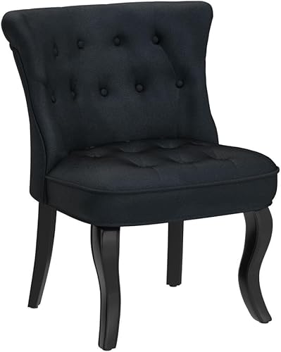 Miniatura 5 de TINA'S HOME Modernas sillas decorativas de terciopelo sin brazos, tapizado de tela con botones y patas de madera para sala de estar, cómodas sillas