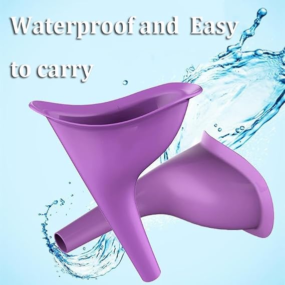 2Pack Female Urinal - Flexible, Reusable, Portable & Recyclable Rubber Female Urinal for Women Pee Funnel Allows Women to Pee Standing Up for Funnel, Outdoor, Activities, Camping - Purple