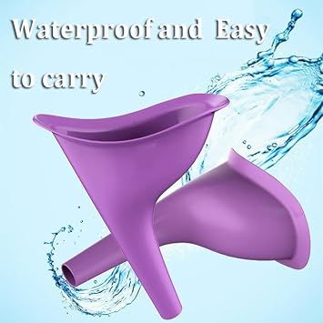 2Pack Female Urinal - Flexible, Reusable, Portable & Recyclable Rubber Female Urinal for Women Pee Funnel Allows Women to Pee Standing Up for Funnel, Outdoor, Activities, Camping - Purple