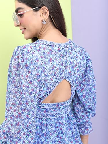 Image of Tokyo Talkies Women's Three-Quarter Sleeves Sweet Heart Neck Printed Dresses | Stylish Dresses | Casual Dresses