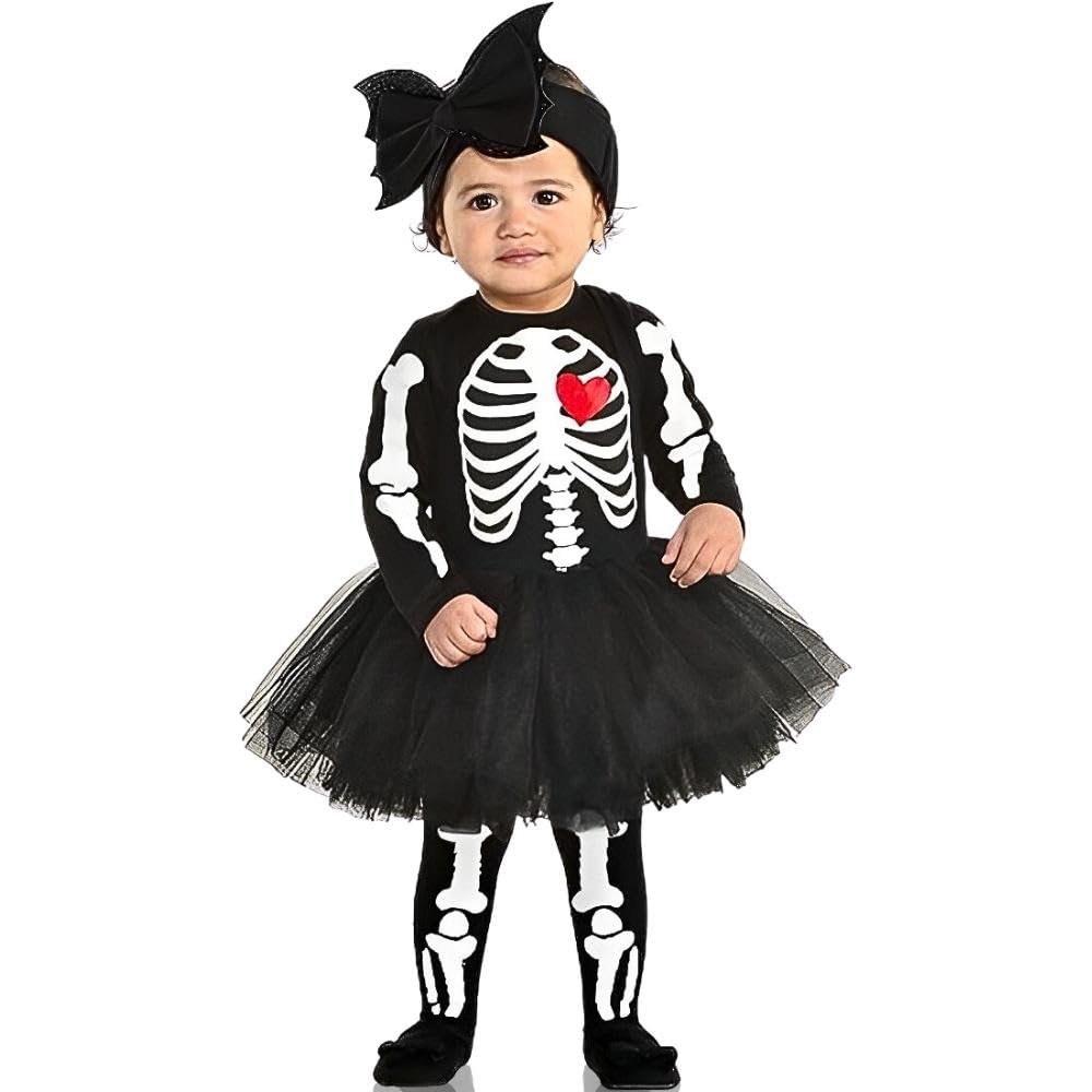 Amscan 8406658 Halloween Baby Girl Skeleton With Tutu Costume | 6-12 mos. | 3 Pcs