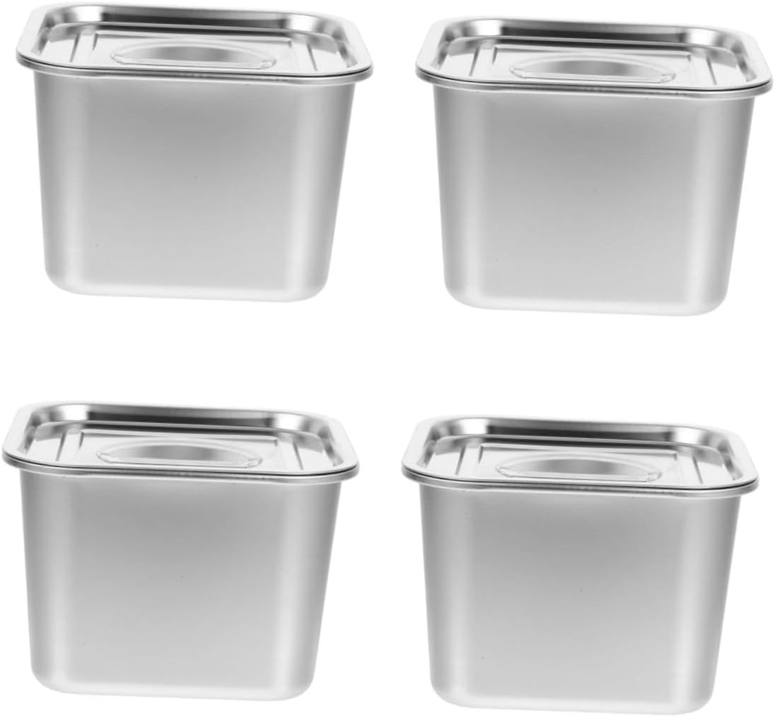 4pcs Stainless Steel Seasoning Jar with Lid Condiment Pot for Salt Pepper Paprika More Capacity Kitchen Storage Container for Organized Spices Easy to Use Design