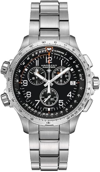 Hamilton H77912135 Mens Watch, Aviation X-Wind GMT Chrono Quartz 1.8 inches 46 mm, Analog Black Dial