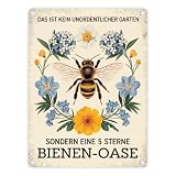 Biene mit Blumen DAS IST KEIN UNORDENTLICHER GARTEN Metallschild in 15x20 cm Lustiges Bienenschild...