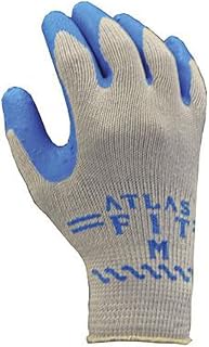 Best Glove 300M-08 Atlas FIT Rubber Palm Coating Glove, Medium, Gray with Blue Coating (Pack of 144)