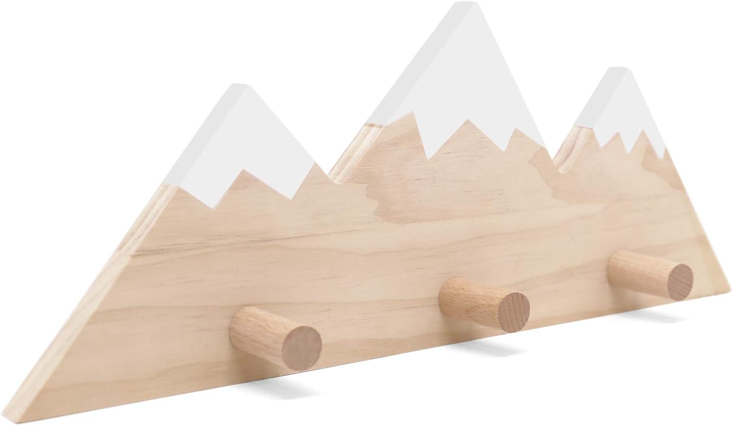 Huray RayhoMountain Peak Wall Hook Wooden Snowy Mountain Kids Nursery Decor Woodland Adventure Entrance Coat Towel Hook Scandinavian Rustic Hanging Decors Housewarming Newborn Baby Shower Gifts