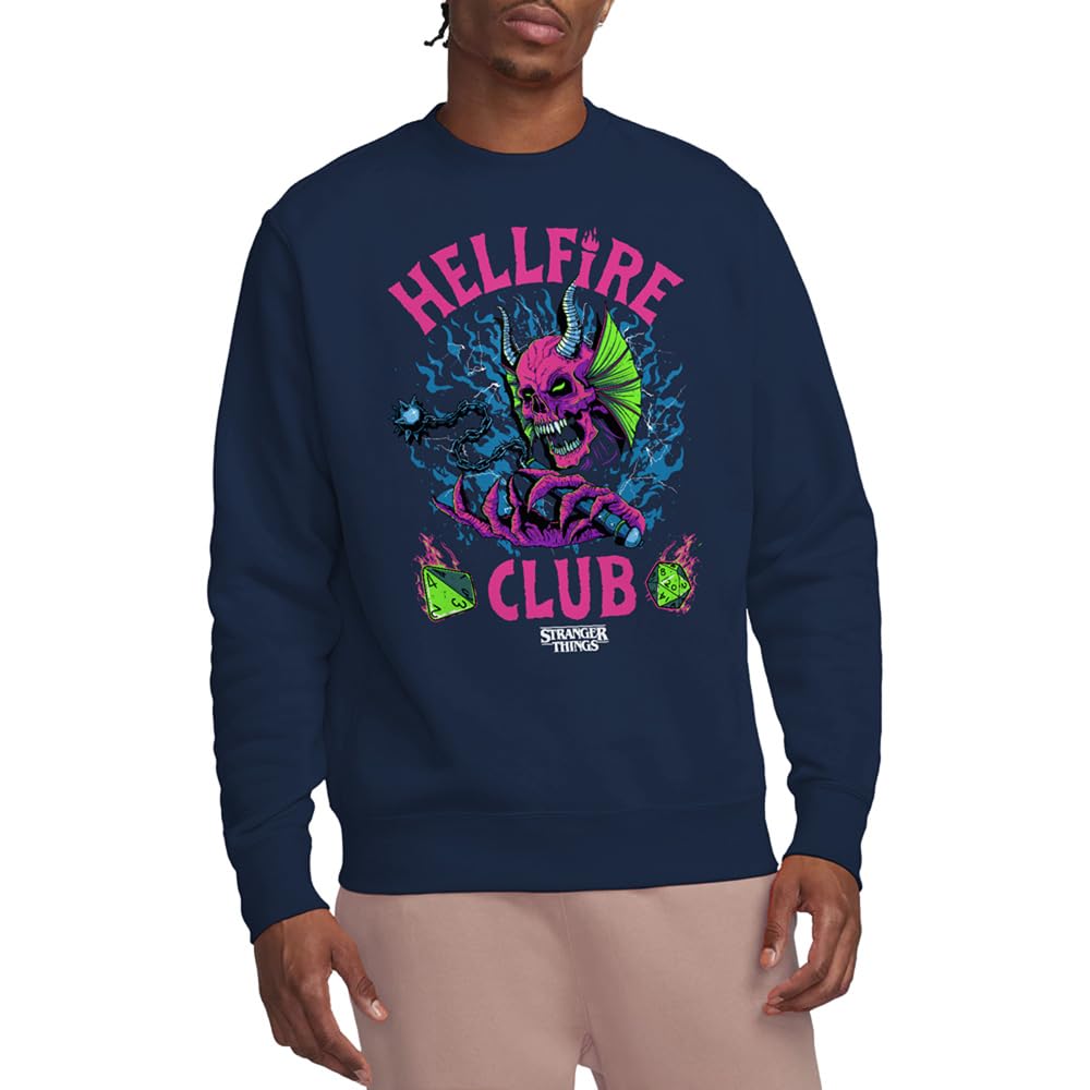 Stranger Things Hellfire Neon Dice Sweatshirt Navy