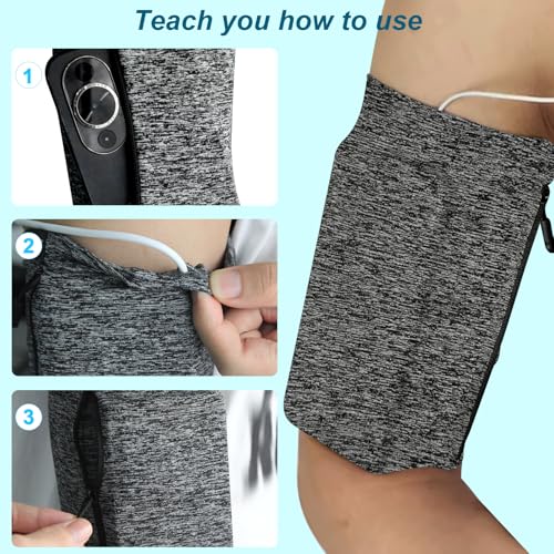 SILADKN Running Phone Armband, Larger Storage, Sturdy Zipper, Adjustable Strap, Water-Resistant, Compatible with iPhone & Samsung Galaxy, for Running, Hiking, Biking, Gym(Blue,Large)