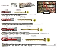 FRACKMANN Dübel- und Bohrerset 240 Teile – inkl. 4 SDS-Steinbohrer, original fischer DuoPower Dübel, Torx-Schrauben und 6 Bits – Ansicht 3