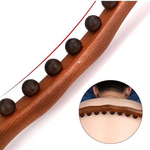 Miniatura 6 de Herramientas de rodillo de masaje de drenaje linfático para terapia de madera, 8 cuentas, terapia de tejido suave, alivio gua sha 20.47 pulgadas