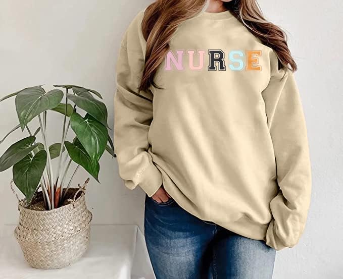 HEBBE Nurses Sweatshirts for Women Nursing Life Oversized Sweatshirt Nurse School Pullover Tops Registered Tee - Image 3