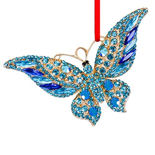 FaCraft Butterfly Christmas Ornaments 2026 - Metal Blue Butterfly