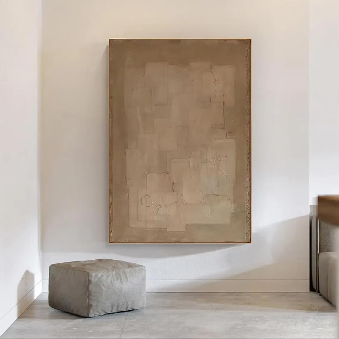 awtrhfc Brown Abstract Painting Modern Orange Wall Art Minimalist Painting Office Wall Decorat(40x50cm(16x20in)/No frame)