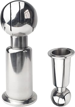 1-1/2" Rotary Spray Ball CIP Tank Sanitary Cleaning Ball 360 Spray Pattern fits 1.5" Tri Clamp Stainless Steel 304