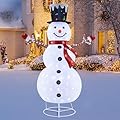 Tangkula 6 FT Lighted Pop-Up Christmas Snowman, Indoor Outdoor Christmas Decoration with 180 Pre-Lit LED Lights, Collapsible Snowman with Hat & Scarf for Home, Yard, Garden, Xmas Holiday Decoration