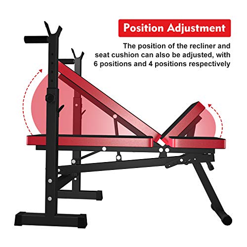 OTEKSPORT Weight Bench with Adjustable Barbell Rack, Multi-Functional Fitness Equipment, Folding Bench Press for Home Strength Training, Full Body Workout - Home Fitness Guru OTEKSPORT Weight Bench with Adjustable Barbell Rack, Multi-Functional Fitness Equipment, Folding Bench Press for Home Strength Training, Full Body Workout - Image 8