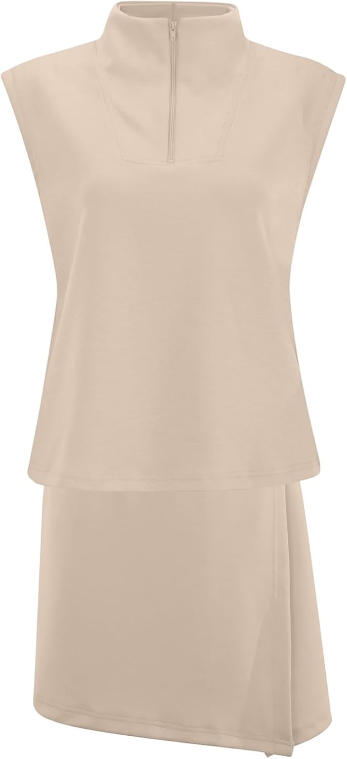 Skort Sets Women 2 Piece Outfits Side Split Athletic Skirt Matching Loose Tank Top Summer Casual Set For Workout
