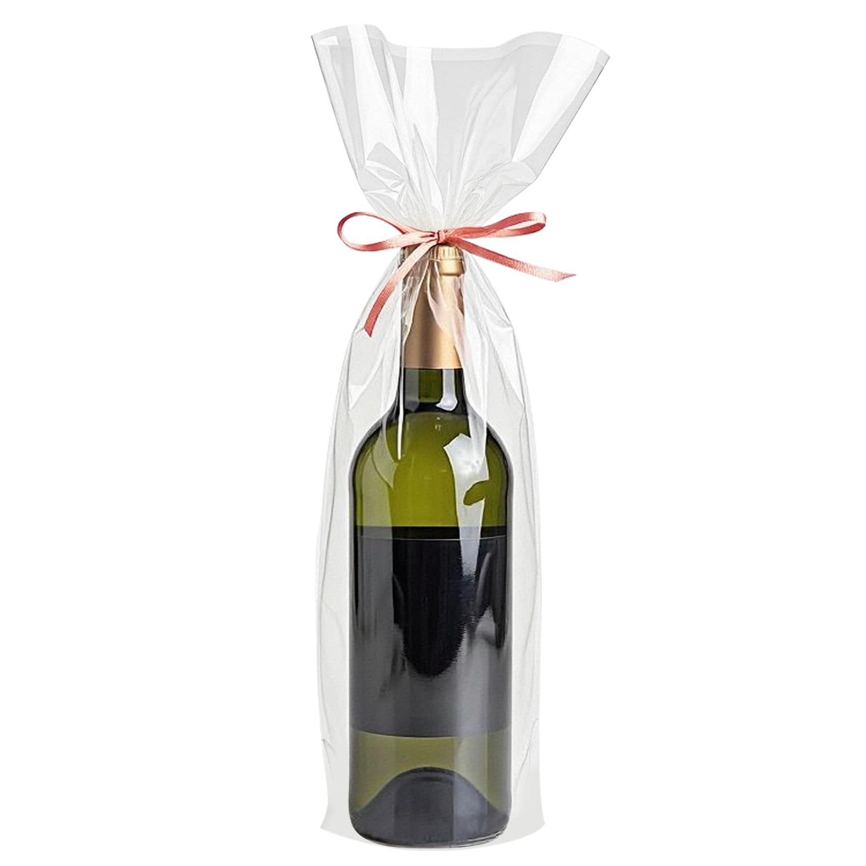 Morepack Cellophane Bags for Wine Bottles,6x18 Inches 100Pcs Clear Wine Gift Cello Bags With Twist Ties