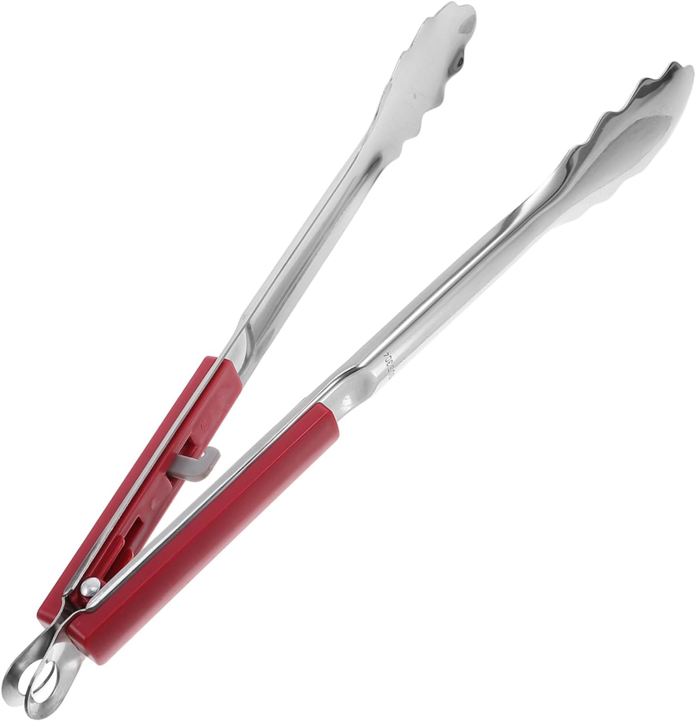 ibasenice 5pcs Heavy Duty Stainless Steel Bbq Tongs Grilling Tool for Meat Fish Salad and Bread Stylish Red for Outdoor Grilling and Cooking Events