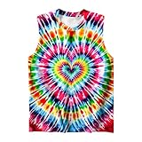 Kids Rainbow Tie Dye Shirt Size 11-12 Years Sleeveless T Shirts Children Tank Tops Loving Heart Graphic Tees for Boys Girls