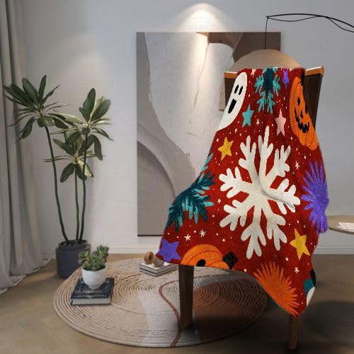 Przytulny koc 150 x 200 cm, białe płatki śniegu, ciepły, puszysty koc do oglądania telewizji, koc z mikrofibry, nadruk 3D, puszysty pluszowy koc dla rodziny, matki, taty, dzieci, żony