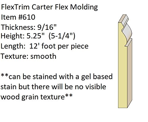 FLEXTRIM #WM610 (CM610): 9/16\" Thick x 5.25\" Tall Flexible Base Molding - 12\' feet Long - Made in The USA - Thumbnail 2