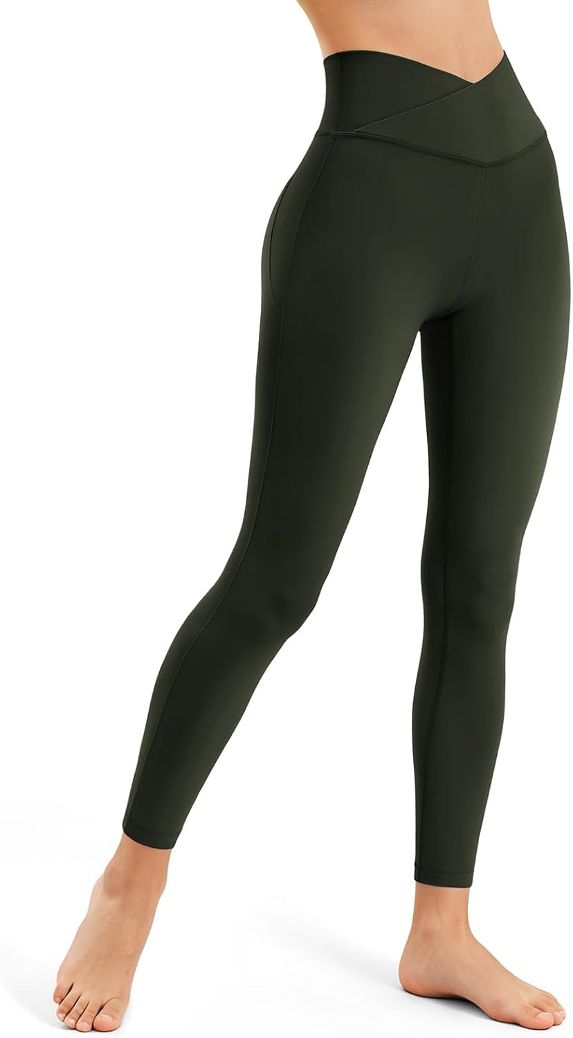 Workout Crossover Leggings for Women,V-cross Athletic Pants High Waist Gym Leggings for Pialtes,Yoga,Athleisure