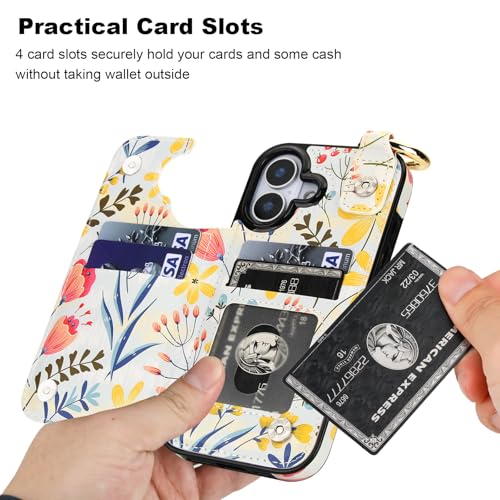 HAOPINSH for iPhone 17 Wallet Case with Card Holder, Floral Flower by HAOPINSH - Used condition - Image 3