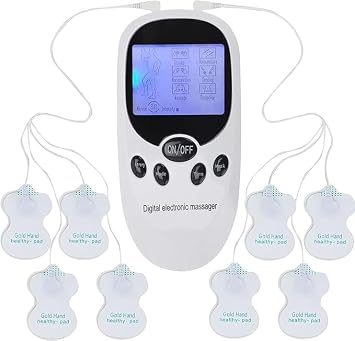 TENS Machine Muscle Stimulator for Pain Relief, TENS Electric Massager with 6 Massage Modes and 8 Replacement Pads, Rechargeable Machine Muscle Stimulator for Back, Joint Pain Relief