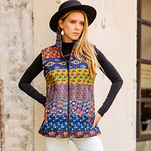 Young Threads Women's Quilted Patchwork Vests Jacket For Winter (Multi Zip Vest,S-Xl) #TOP1