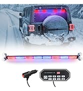 33 Inch Red Blue Led Emergency Strobe Lights Bar with 9 Key Switch,20 Flashing Modes,Emergency Wa...