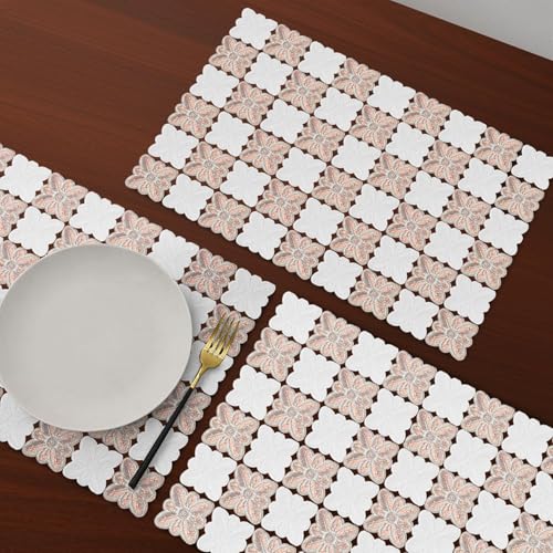 Image of Dakshya Industries PVC Waterproof Table Mats Set of 2 - Rectangular 45x30 cm, Heat Resistant Non-Slip Placemats for Dining Tablea (Copper)