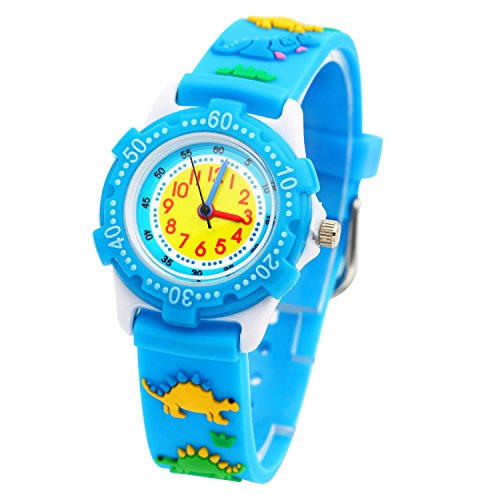 Jewtme Cute Toddler Children Kids Watches Ages 3-8 Analog Time Teacher 3D Silicone Band Cartoon Watch for Little Girls Boys3