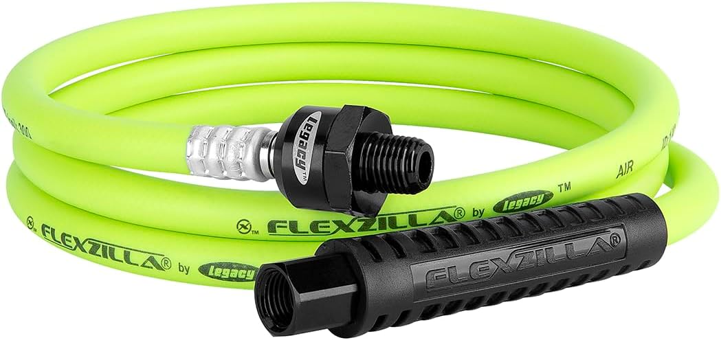 Flexzilla HFZ1405YW2B Whip Air Hose 5 Feet | 1/4” Hose I.D. & 1/2" Fittings | Extreme All Weather Flexibility | Heavy-Duty & Lightweight Construction